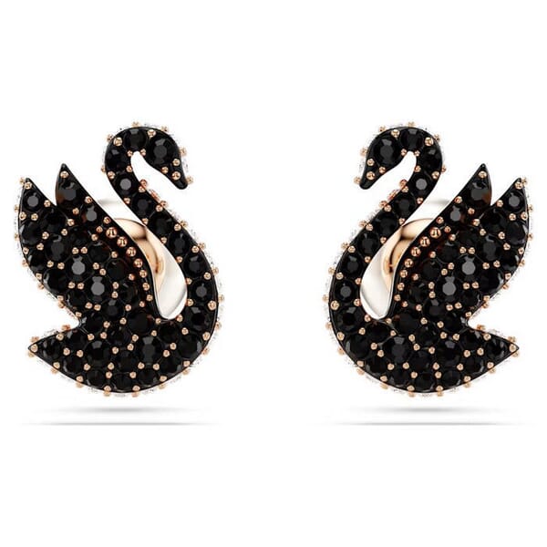 Swarovski øredobber Swan stud, Black, Rose gold-tone plated - 5684608